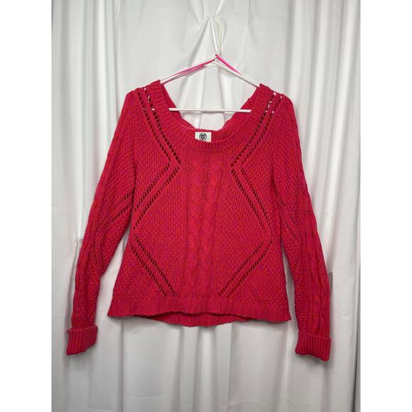 American Eagle chunky knit sweater women's size large pink fuchsia and orange - Picture 9 of 14